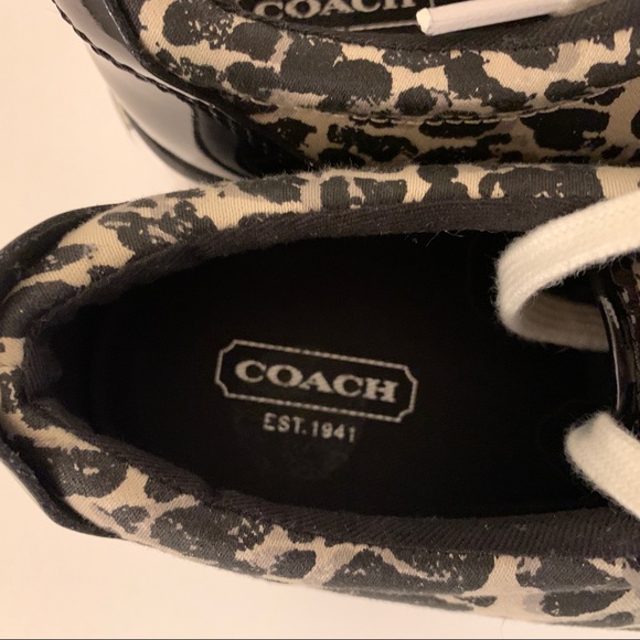 Coach Barrett Leopard Black Patent Leather 6.5B - Picture 4 of 8
